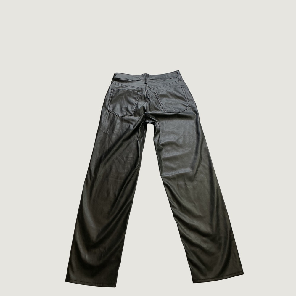 Old Navy Womens High Rise OG Loose Faux Leather Pants Black Size 8 Straight Leg - Picture 3 of 6